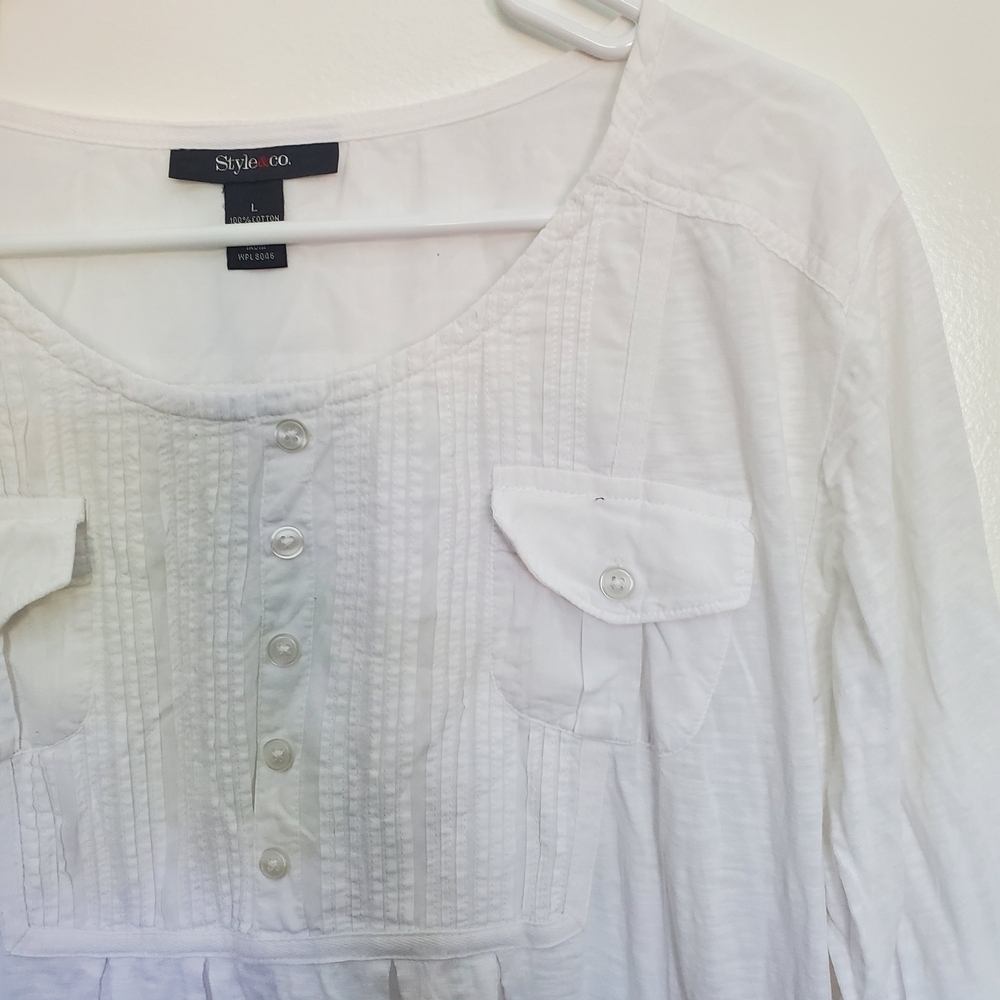 Style & Co. White Long Sleeve Dress Baby Doll Style - Picture 2 of 7